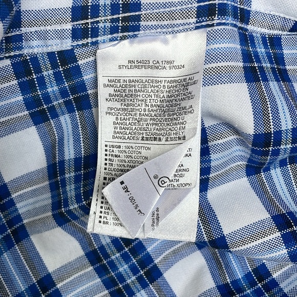 Banana Republic dress shirt SMALL Oxford tailored slim fit blue plaid - Picture 5 of 7